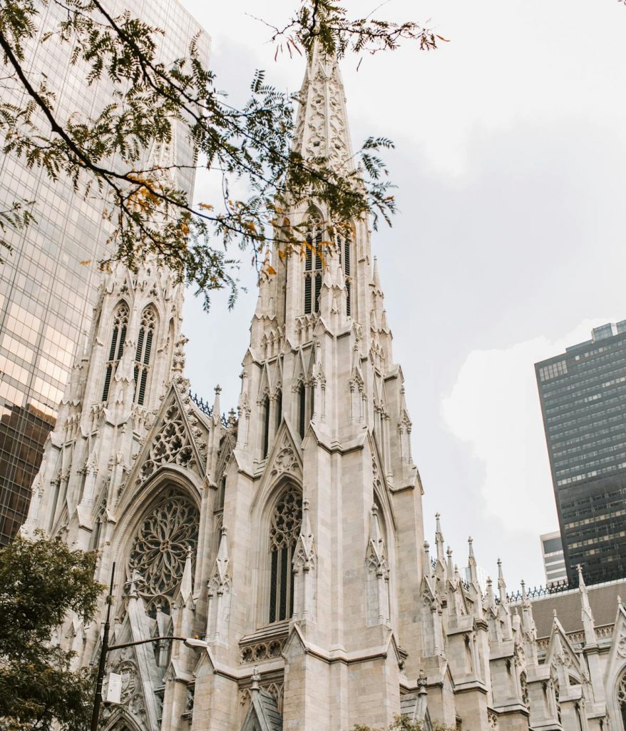 Side view of St. Patrick's Cathedral in NYC