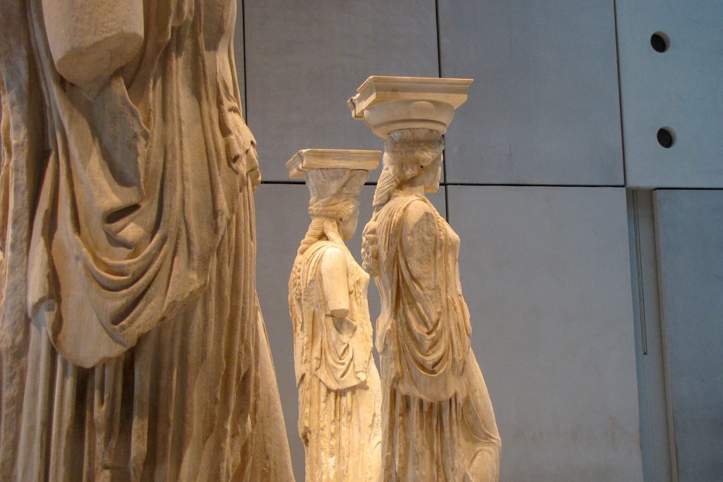 Statues of females at the New Acropolis Museum