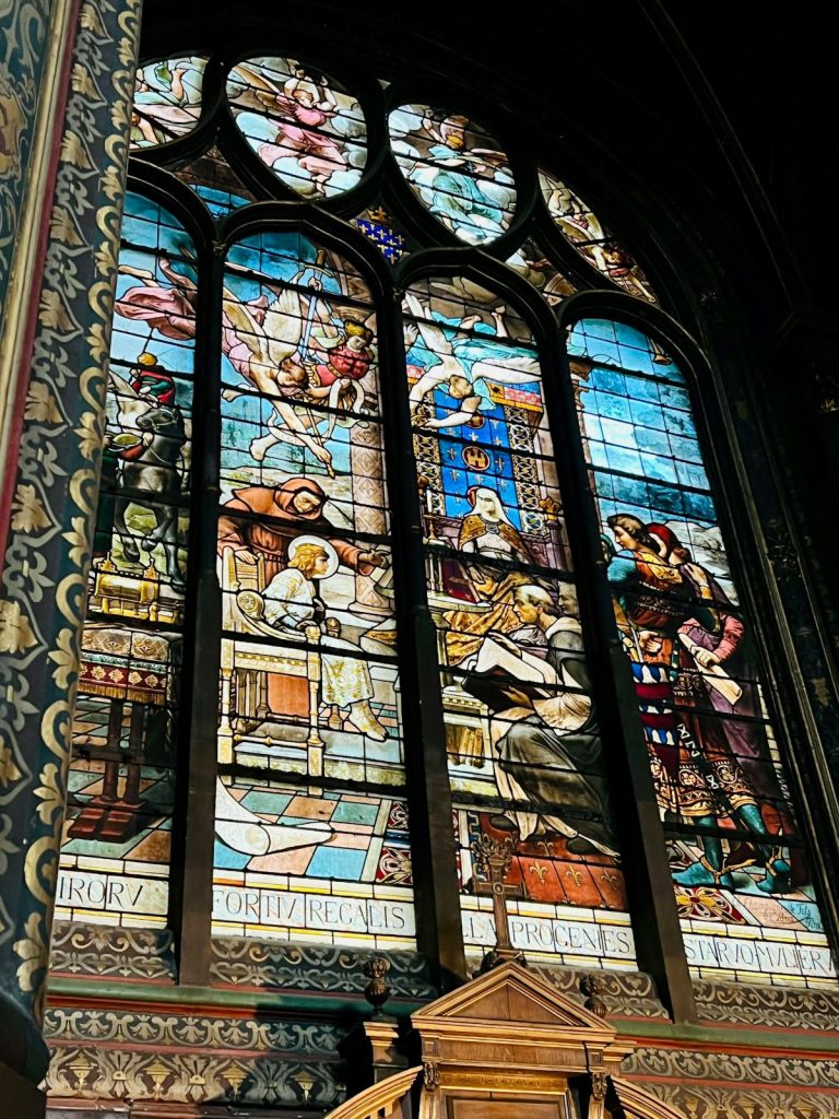 Glass stained windows at Saint-Eustache in Paris. 