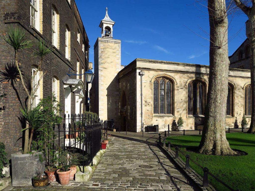 paved walkway leading to the exterior of chapel 