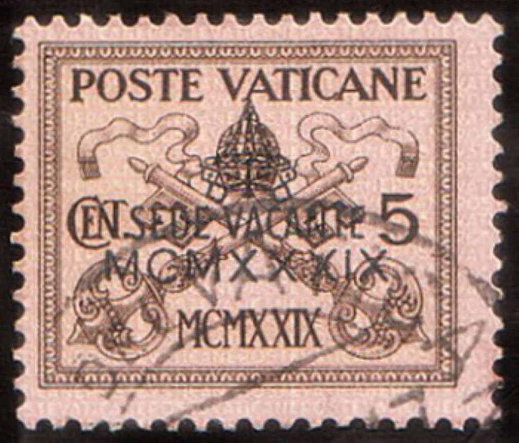 image of old Vatican stamp with image of the Vatican