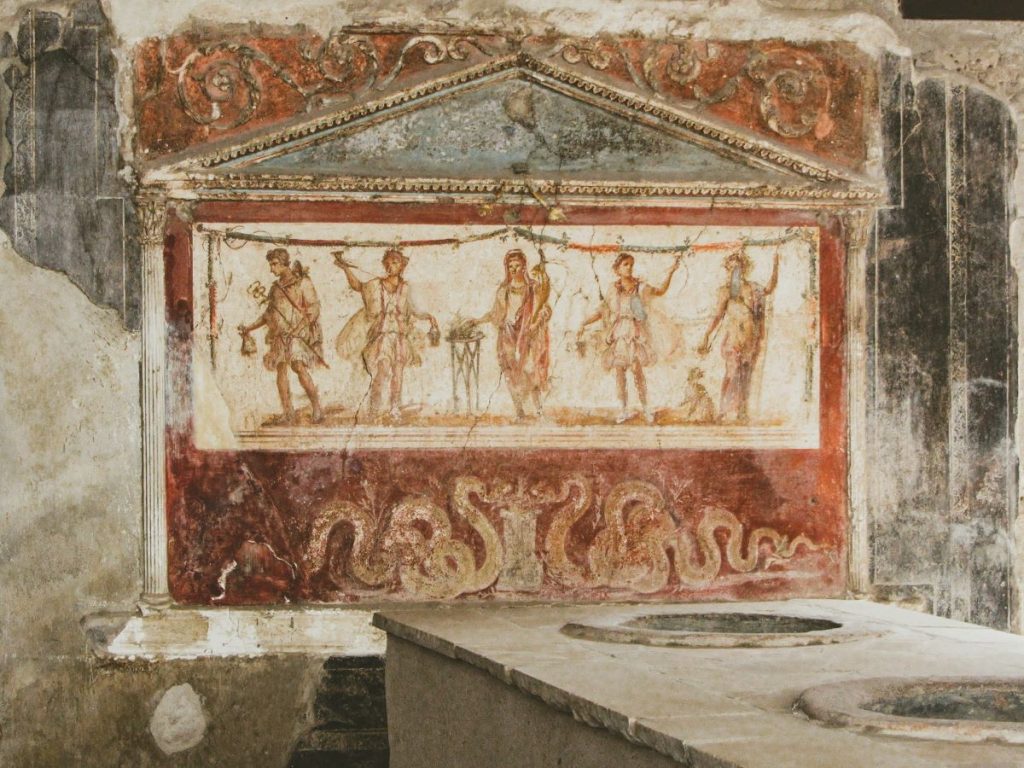 Ancient Roman fresco in Italy. 