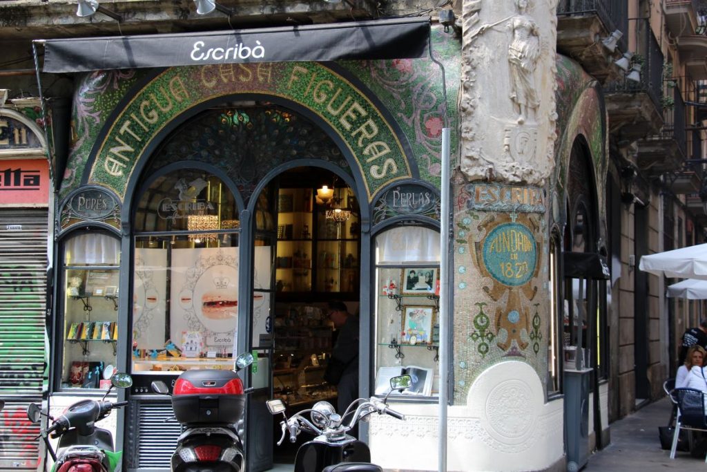 The exterior of Escribà a bakery in Barcelona. 