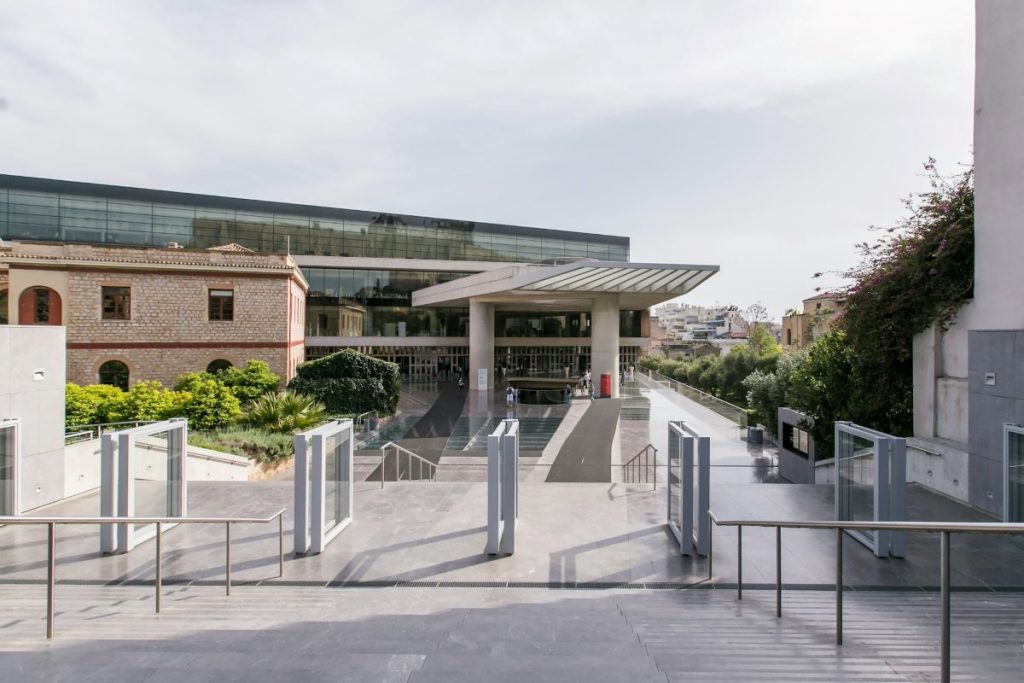 The entrance of the Acropolis Museum. 