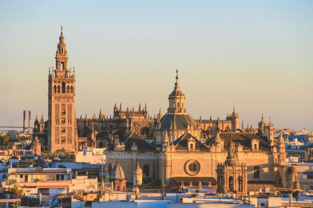 large cathedral with high moorish clocktower