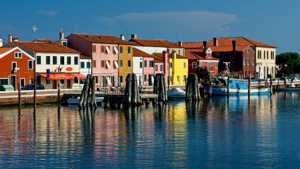 View of town skyline in Pellestrina. 