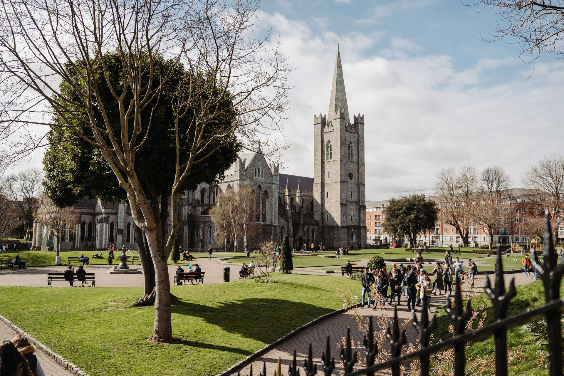 Group walking in Dublin during fall, maybe the best time to visit Dublin