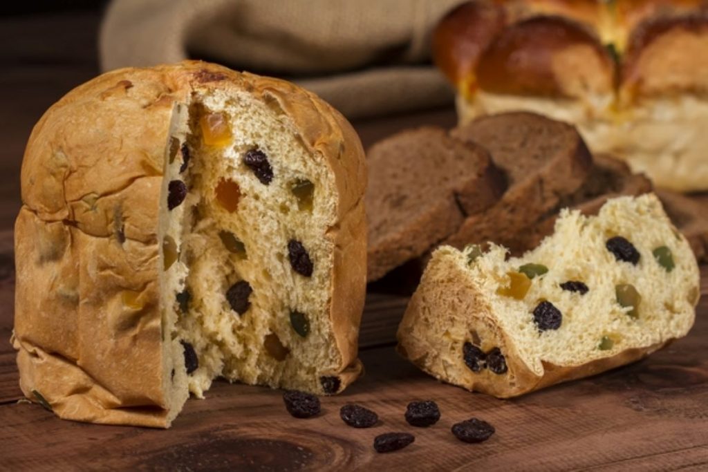 a small panettone with fruit inside.