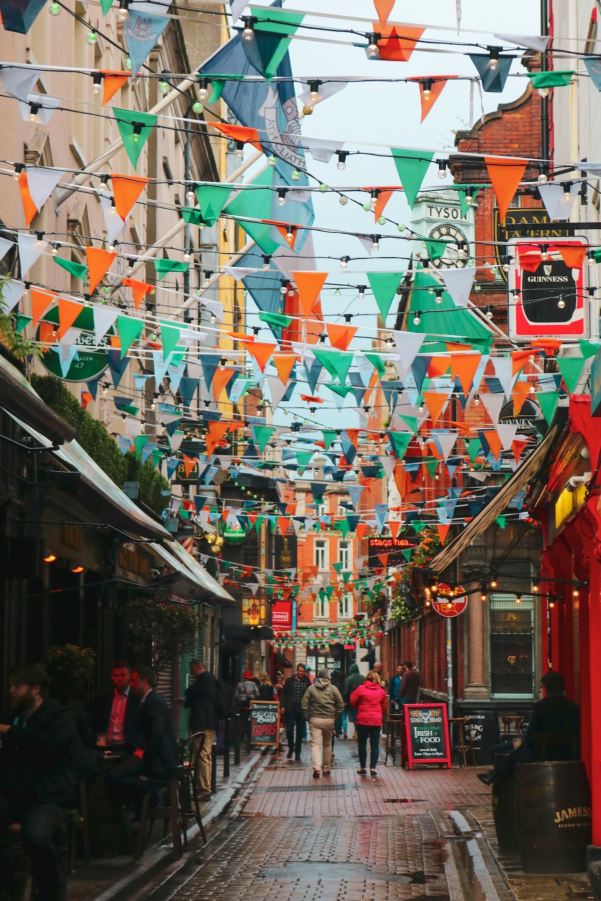 Street in Dublin with decoration