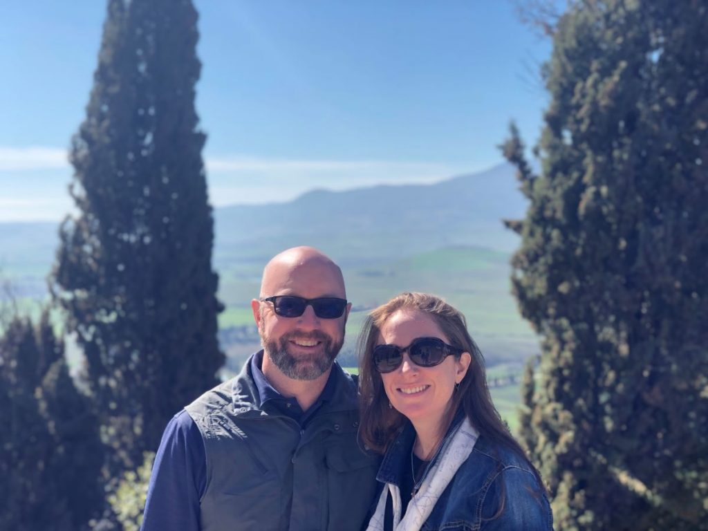 Amy and Anthony enjoying the views on the Tuscany Day Trip from Rome.