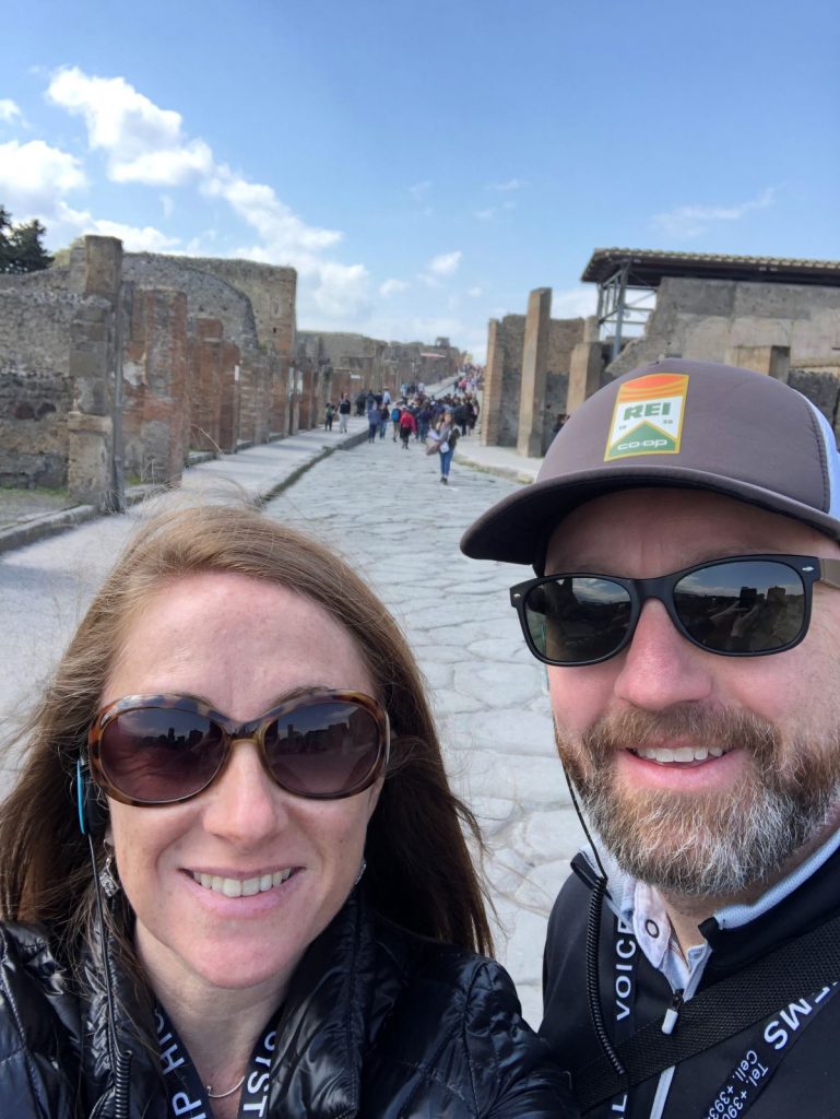 Amy and her husband in Pompeii exploring Europe with Walks Tours. 