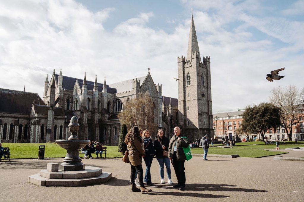 Walks tour goup in Saint Patrick's Cathedral, Dublin