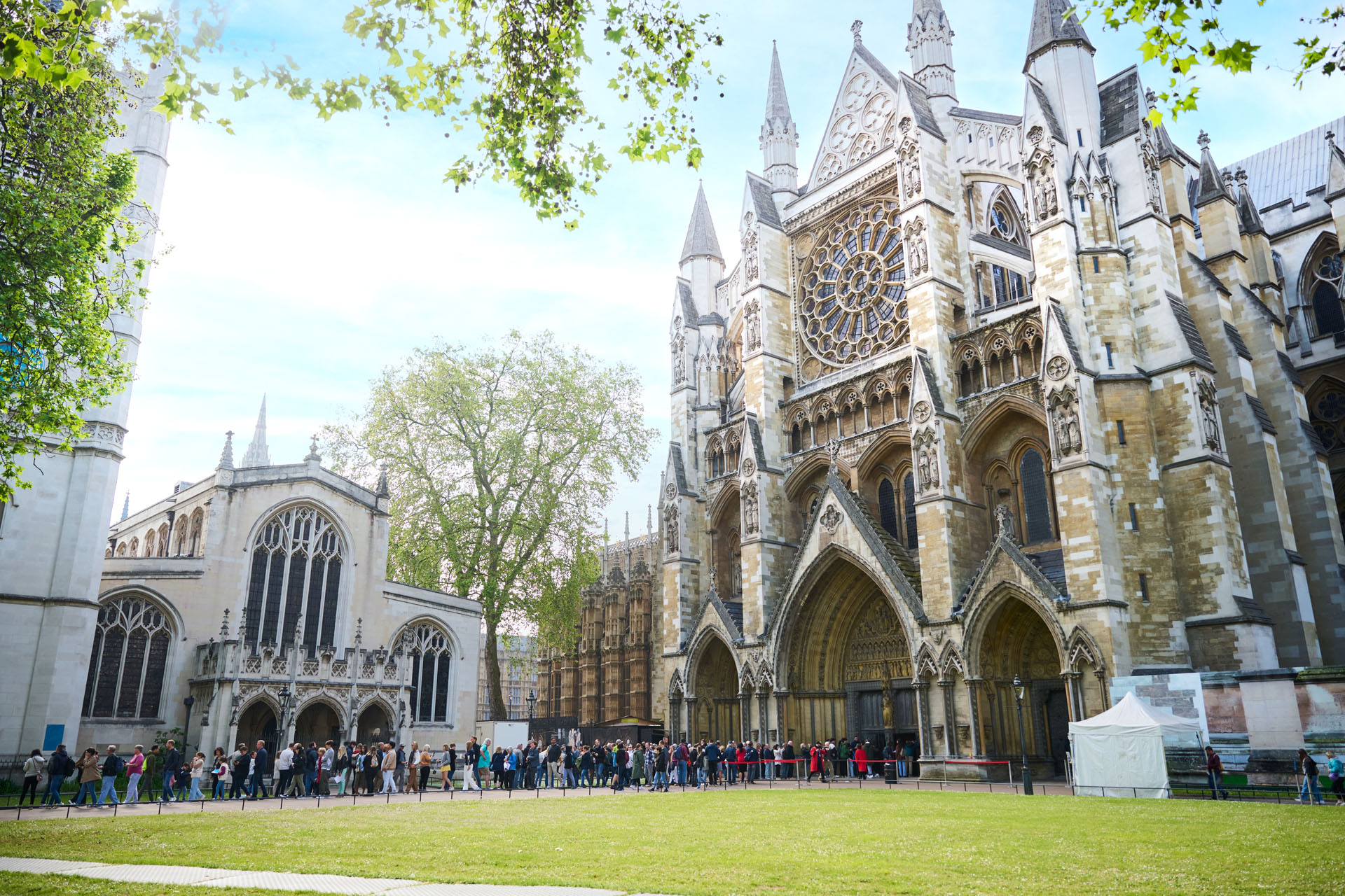 Outside of Westminster Abbey in London.