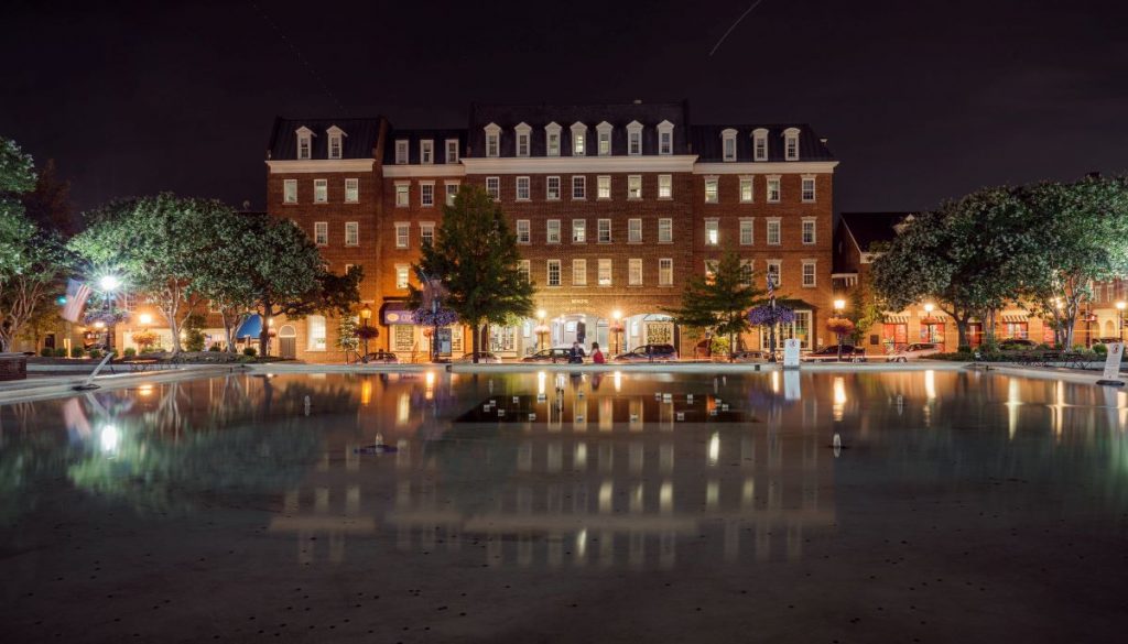 Alexandria City Hall at night time. 