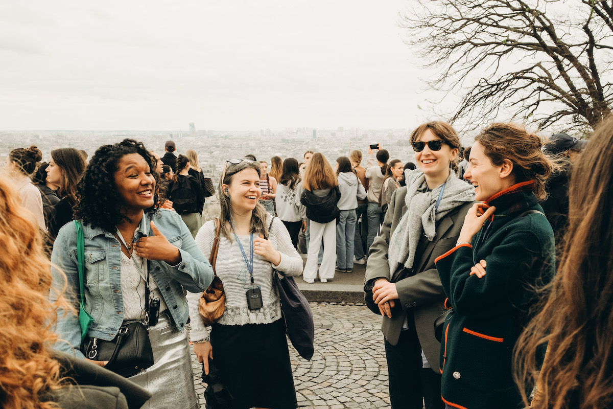 Tour guide and group in Montmartre.