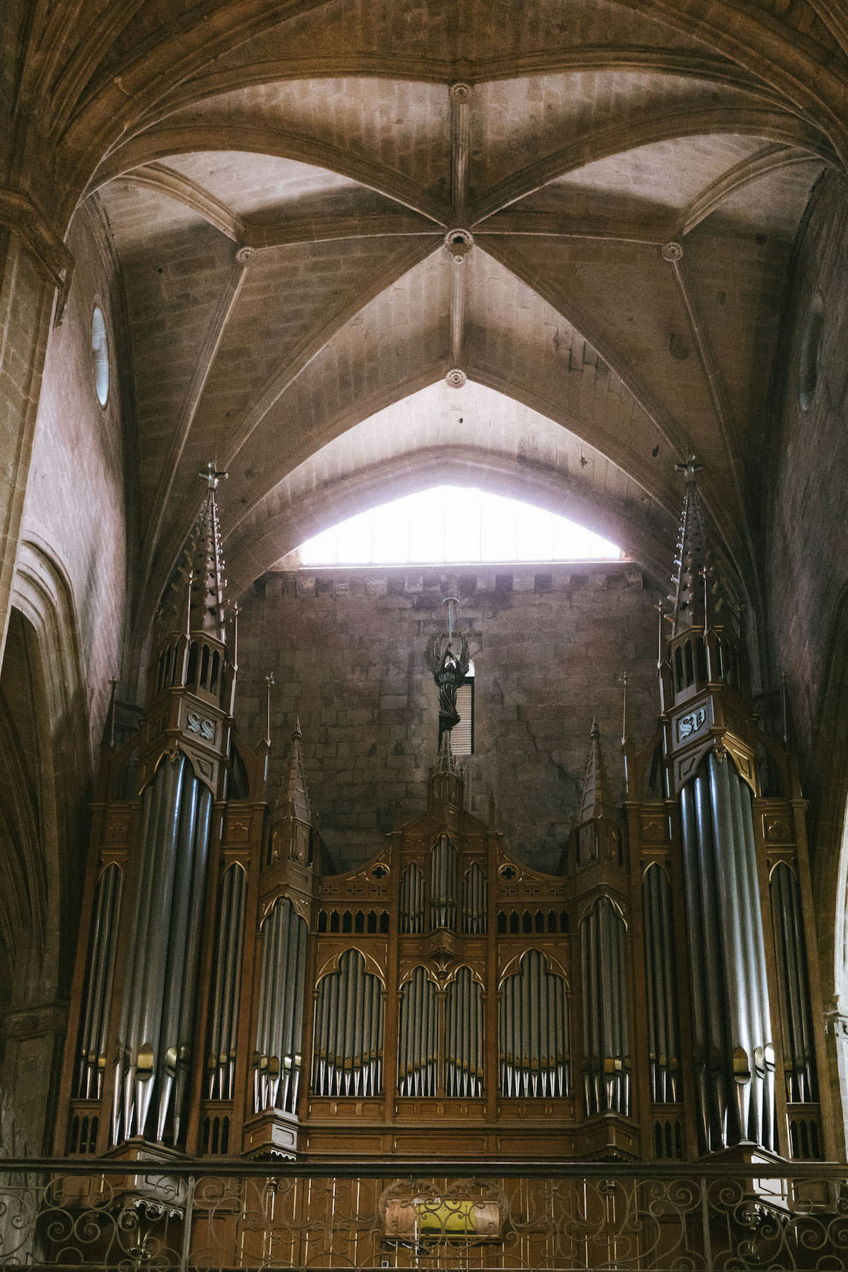 Pipe organ inside a church (vertical)