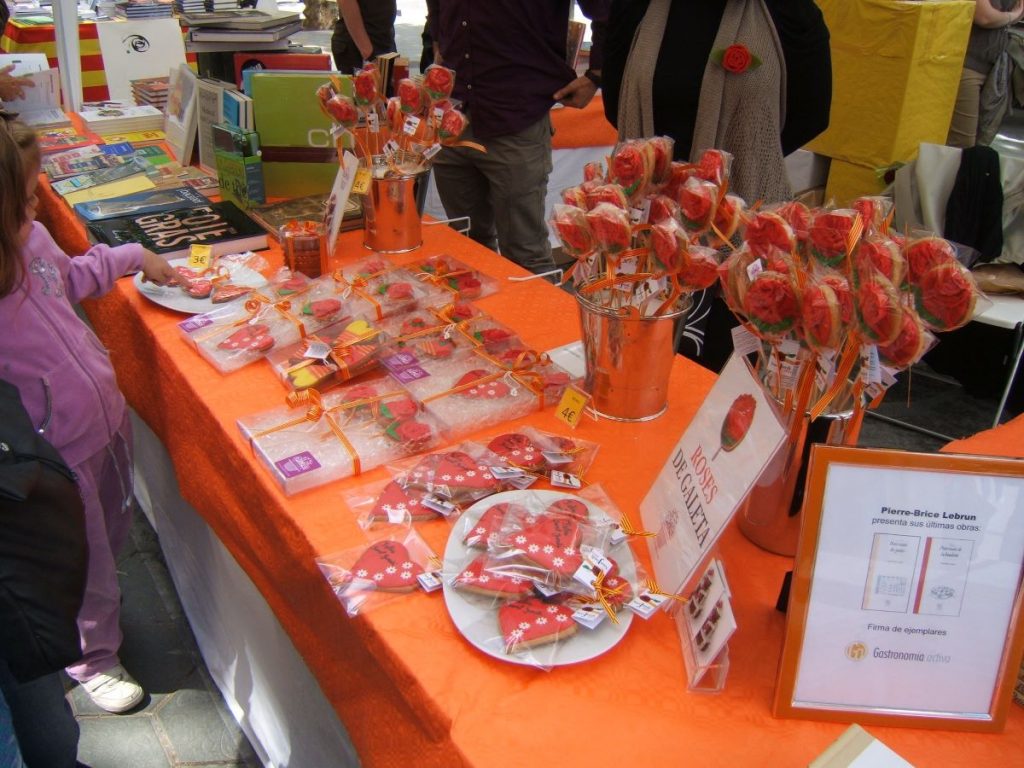 A booth at the Sant Jordi's Day in Barcelona is one of the literary haunts in Barcelona.