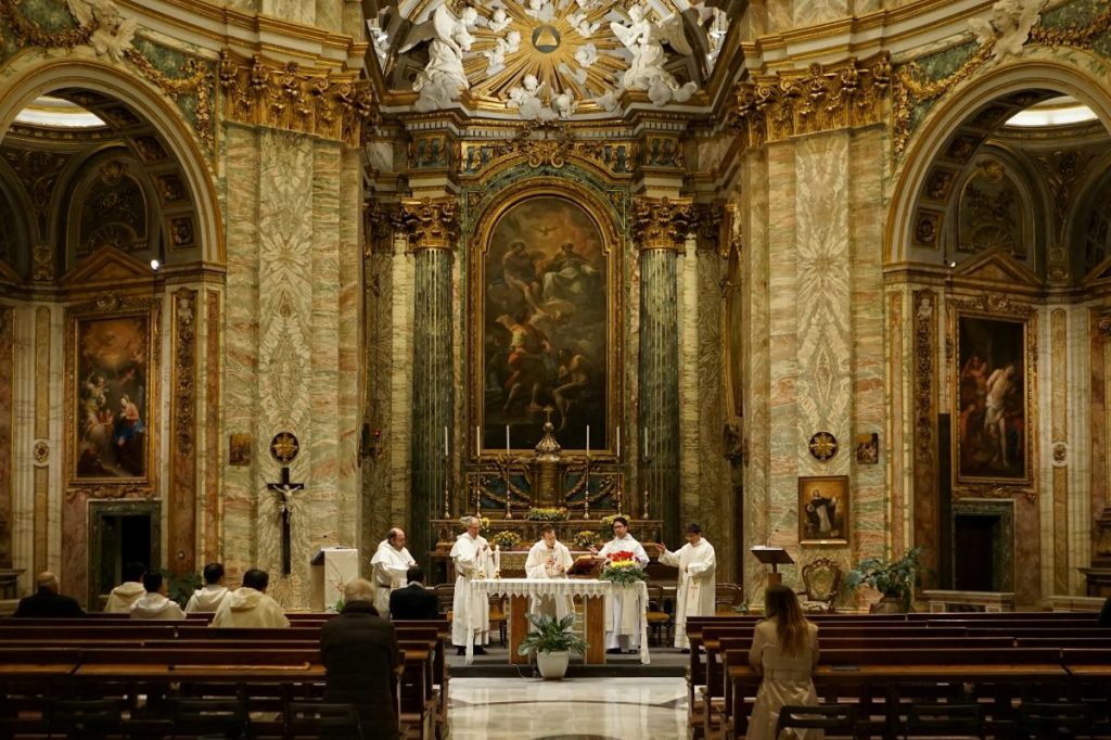 People inside a mass in Rome, Italy. 